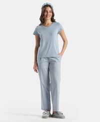 Super Combed Cotton Woven Fabric Relaxed Fit Checkered Pyjama with Side Pockets - Soft Chambray
