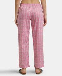 Super Combed Cotton Woven Fabric Relaxed Fit Striped Pyjama with Side Pockets - Wild Rose