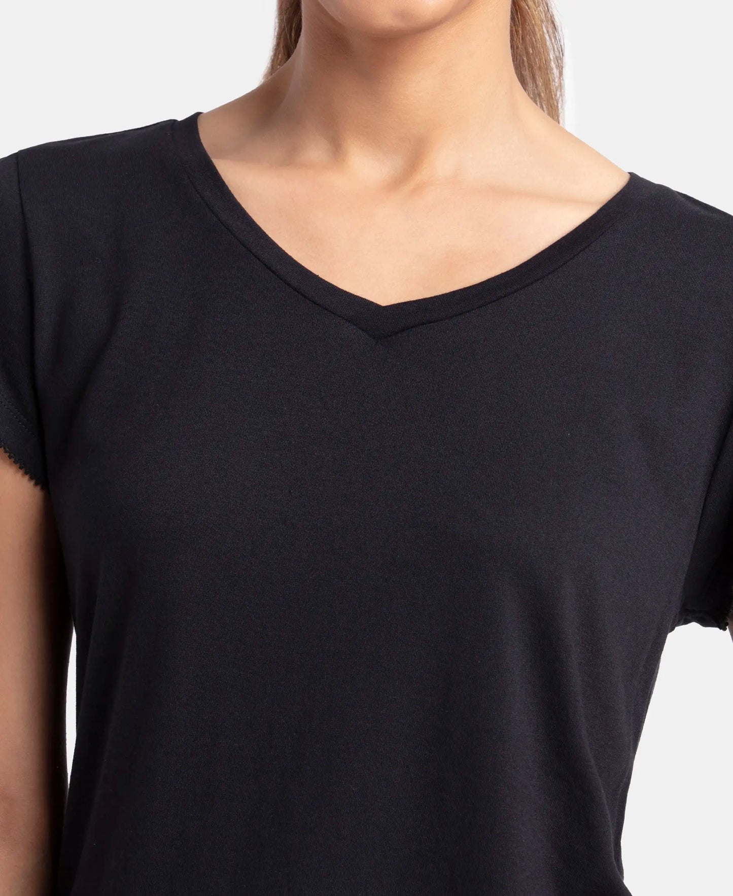 Micro Modal Cotton Short Sleeve T-Shirt & Pyjama Sleep Set - Black