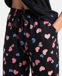 Micro Modal Cotton Short Sleeve T-Shirt & Pyjama Sleep Set - Black