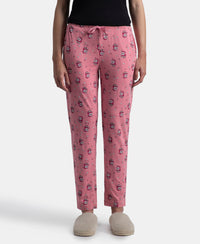 Micro Modal Cotton Relaxed Fit Printed Pyjama with Side Pockets - Cashmere Rose