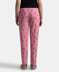 Micro Modal Cotton Relaxed Fit Printed Pyjama with Side Pockets - Cashmere Rose