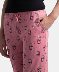 Micro Modal Cotton Relaxed Fit Printed Pyjama with Side Pockets - Cashmere Rose