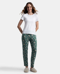 Micro Modal Cotton Relaxed Fit Printed Pyjama with Side Pockets - Sage Brush Green