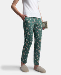 Micro Modal Cotton Relaxed Fit Printed Pyjama with Side Pockets - Sage Brush Green