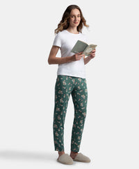 Micro Modal Cotton Relaxed Fit Printed Pyjama with Side Pockets - Sage Brush Green