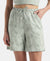 Micro Modal Cotton Relaxed Fit Printed Shorts with Side Pockets - Aqua Gray