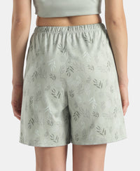Micro Modal Cotton Relaxed Fit Printed Shorts with Side Pockets - Aqua Gray