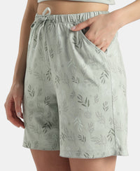 Micro Modal Cotton Relaxed Fit Printed Shorts with Side Pockets - Aqua Gray