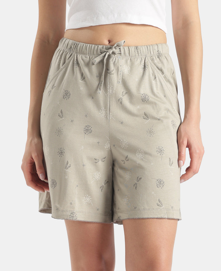 Micro Modal Cotton Relaxed Fit Printed Shorts with Side Pockets - London Fog