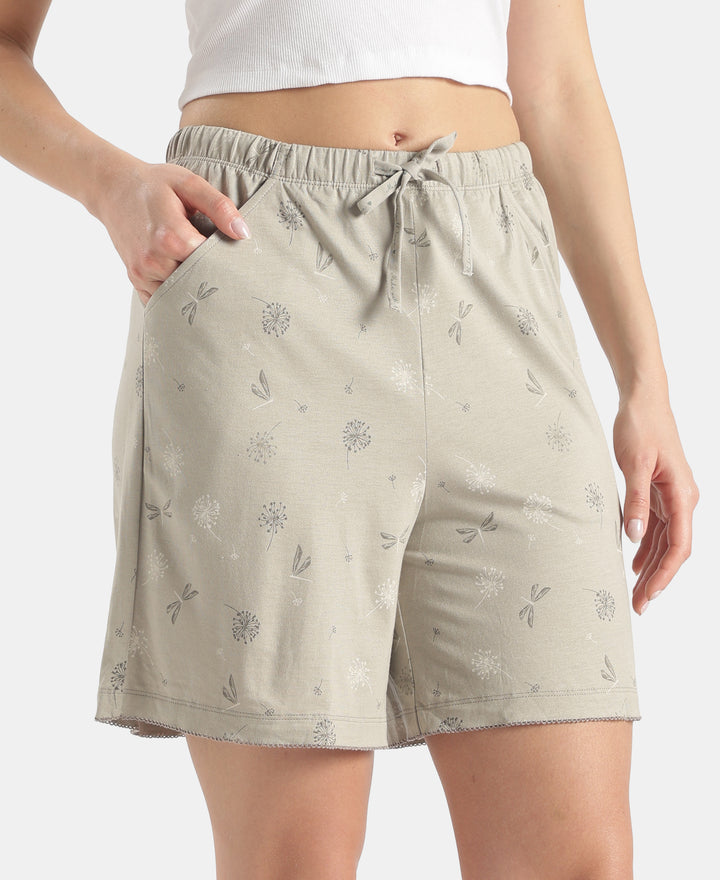 Micro Modal Cotton Relaxed Fit Printed Shorts with Side Pockets - London Fog