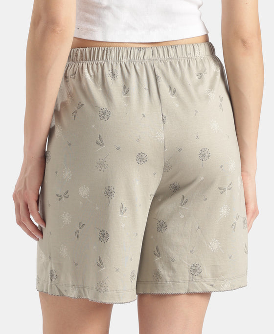 Micro Modal Cotton Relaxed Fit Printed Shorts with Side Pockets - London Fog