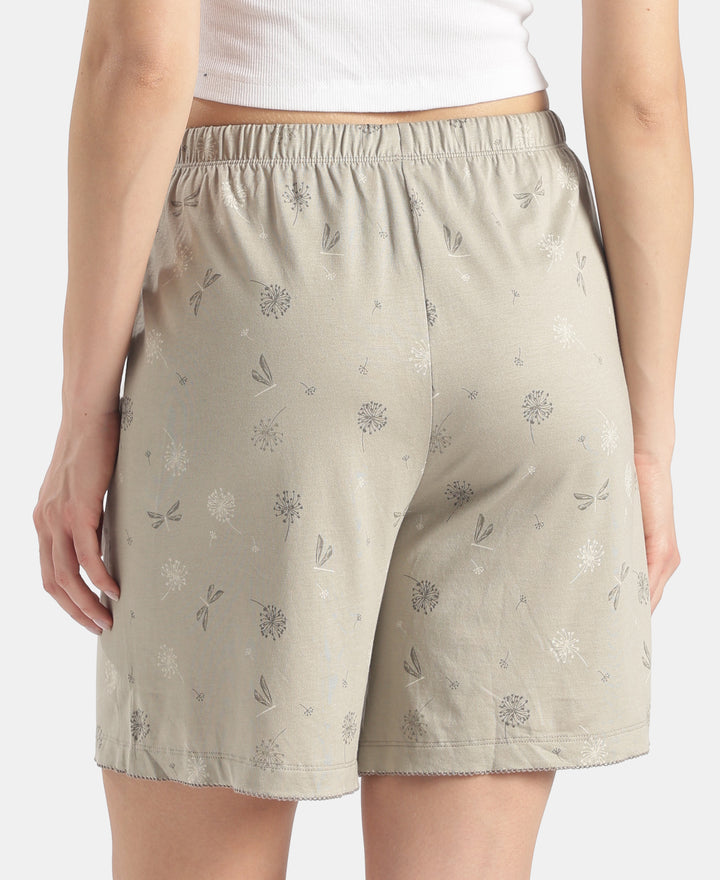Micro Modal Cotton Relaxed Fit Printed Shorts with Side Pockets - London Fog