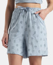 Micro Modal Cotton Relaxed Fit Printed Shorts with Side Pockets - Soft Chambray