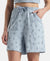 Micro Modal Cotton Relaxed Fit Printed Shorts with Side Pockets - Soft Chambray