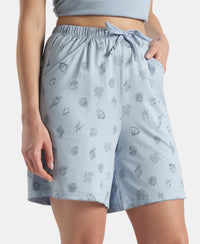 Micro Modal Cotton Relaxed Fit Printed Shorts with Side Pockets - Soft Chambray