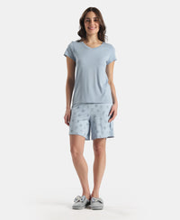 Micro Modal Cotton Relaxed Fit Printed Shorts with Side Pockets - Soft Chambray