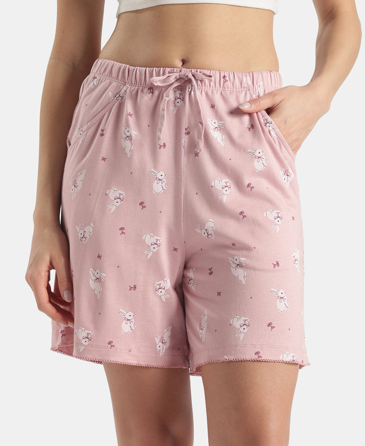 Micro Modal Cotton Relaxed Fit Printed Shorts with Side Pockets - Zepher