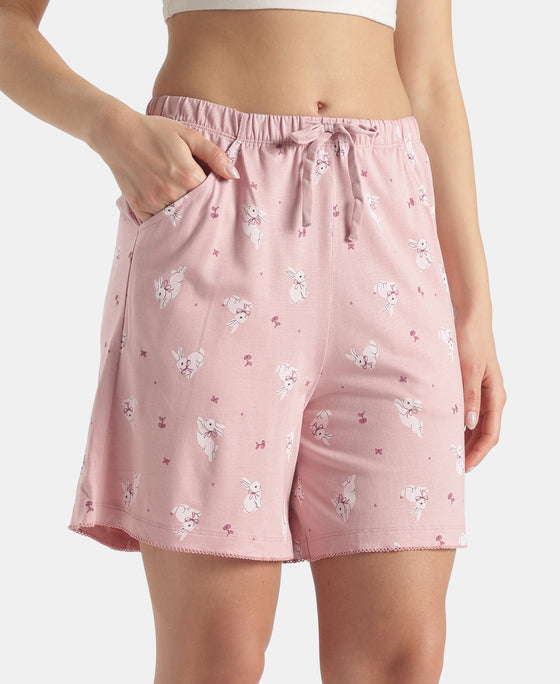 Micro Modal Cotton Relaxed Fit Printed Shorts with Side Pockets - Zepher