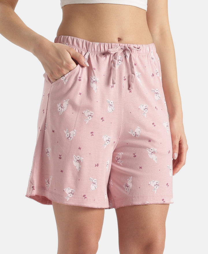 Micro Modal Cotton Relaxed Fit Printed Shorts with Side Pockets - Zepher