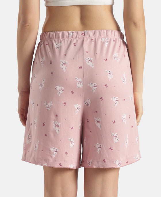 Micro Modal Cotton Relaxed Fit Printed Shorts with Side Pockets - Zepher