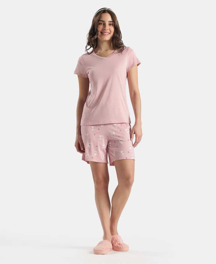 Micro Modal Cotton Relaxed Fit Printed Shorts with Side Pockets - Zepher