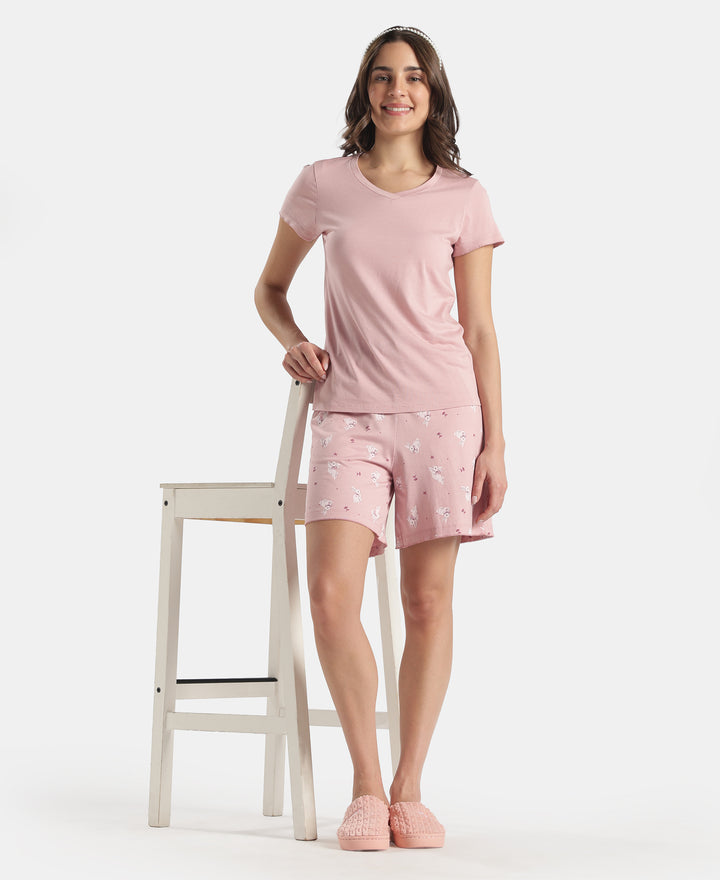 Micro Modal Cotton Relaxed Fit Printed Shorts with Side Pockets - Zepher