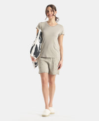 Micro Modal Cotton Relaxed Fit Solid V Neck Half Sleeve Tshirt - London Fog