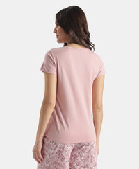 Micro Modal Cotton Relaxed Fit Solid V Neck Half Sleeve Tshirt - Zephyr