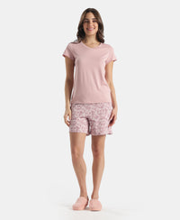 Micro Modal Cotton Relaxed Fit Solid V Neck Half Sleeve Tshirt - Zephyr