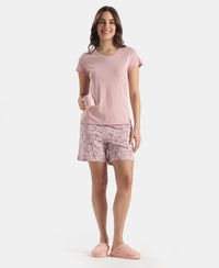 Micro Modal Cotton Relaxed Fit Solid V Neck Half Sleeve Tshirt - Zephyr