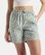 Super Combed Cotton Yarn Dyed Woven Relaxed Fit Striped Shorts with Side Pockets - Aqua Gray