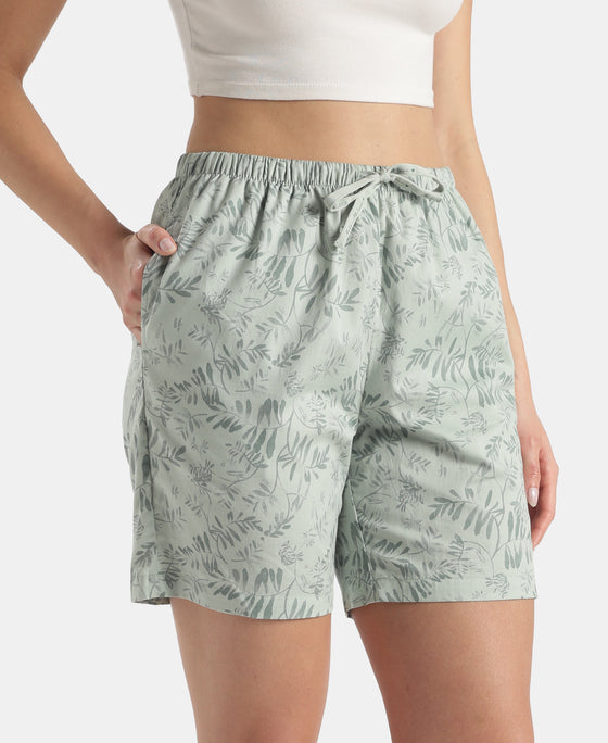 Super Combed Cotton Yarn Dyed Woven Relaxed Fit Striped Shorts with Side Pockets - Aqua Gray