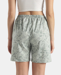 Super Combed Cotton Yarn Dyed Woven Relaxed Fit Striped Shorts with Side Pockets - Aqua Gray