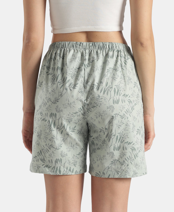 Super Combed Cotton Yarn Dyed Woven Relaxed Fit Striped Shorts with Side Pockets - Aqua Gray