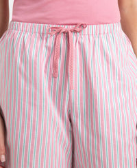 Super Combed Cotton Yarn Dyed Woven Relaxed Fit Striped Shorts with Side Pockets - Cashmere Rose