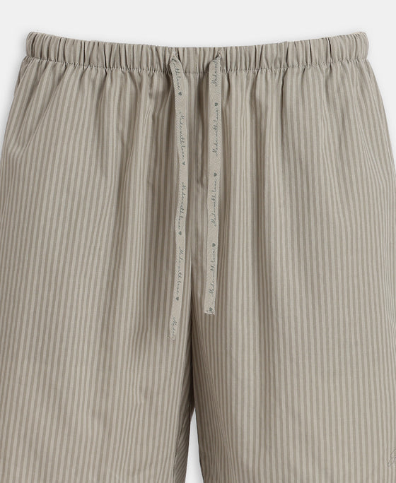 Super Combed Cotton Yarn Dyed Woven Relaxed Fit Striped Shorts with Side Pockets - London Fog