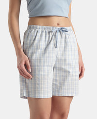 Super Combed Cotton Yarn Dyed Woven Relaxed Fit Striped Shorts with Side Pockets - Soft Chambray