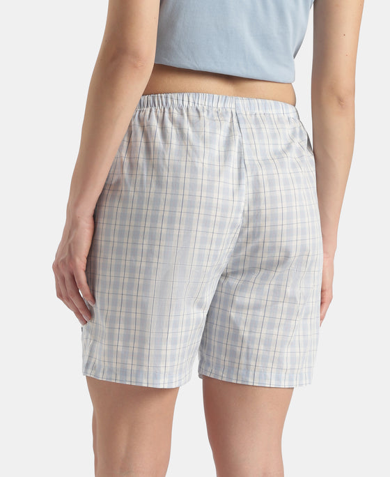 Super Combed Cotton Yarn Dyed Woven Relaxed Fit Striped Shorts with Side Pockets - Soft Chambray
