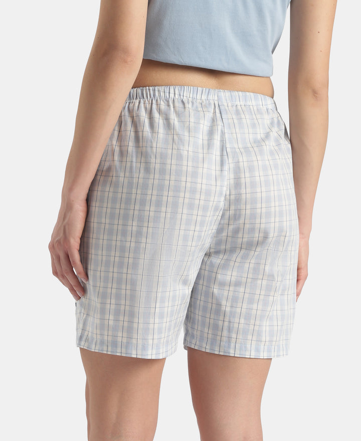 Super Combed Cotton Yarn Dyed Woven Relaxed Fit Striped Shorts with Side Pockets - Soft Chambray