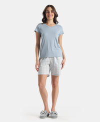 Super Combed Cotton Yarn Dyed Woven Relaxed Fit Striped Shorts with Side Pockets - Soft Chambray