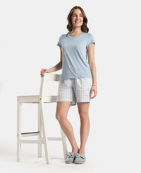 Super Combed Cotton Yarn Dyed Woven Relaxed Fit Striped Shorts with Side Pockets - Soft Chambray