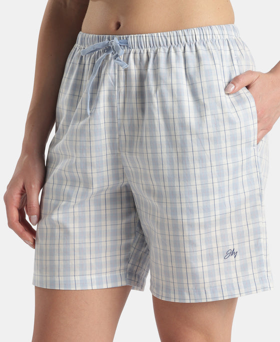 Super Combed Cotton Yarn Dyed Woven Relaxed Fit Striped Shorts with Side Pockets - Soft Chambray