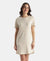 Micro Modal Cotton Ruffled Hem Styled Half Sleeve Printed Sleep Dress - Almond Milk