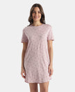 Micro Modal Cotton Ruffled Hem Styled Half Sleeve Printed Sleep Dress - Keep Sake Lilac