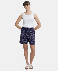 Super Combed Cotton Relaxed Fit Printed Shorts with Convenient Side Pockets - Classic Navy