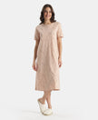 Super Combed Cotton Long Length Printed Lounge Dress - Cameo Rose