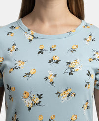Super Combed Cotton Long Length Printed Lounge Dress - Forget Me Not
