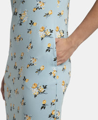 Super Combed Cotton Long Length Printed Lounge Dress - Forget Me Not