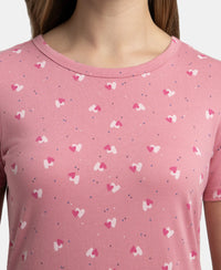 Super Combed Cotton Long Length Printed Lounge Dress - Wild Rose